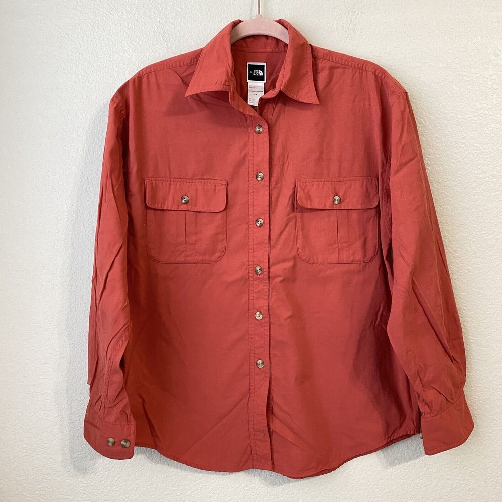 The North Face Shirt Womens Size Small Red Orange Button Front